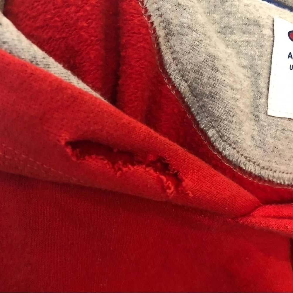 Champion Logo Hoodie Sweatshirt Red & Gray